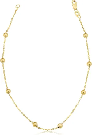 14k Yellow Gold Filled Satellite Ankle Bracelet Anklet Jewelry for Women (4 mm beads, 10 inch)