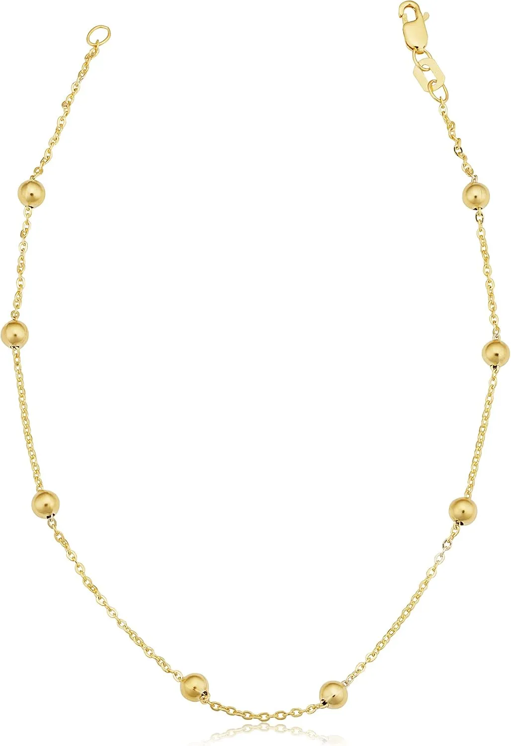 14k Yellow Gold Filled Satellite Ankle Bracelet Anklet Jewelry for Women (4 mm beads, 10 inch)