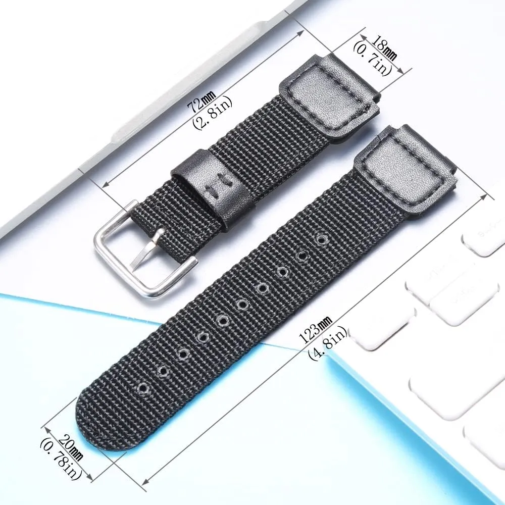 18mm Nylon strap Replacement for Casio Men's AE1200WH AE-1000 SGW-300H/400 W-735 PRG270 Leather Watch band