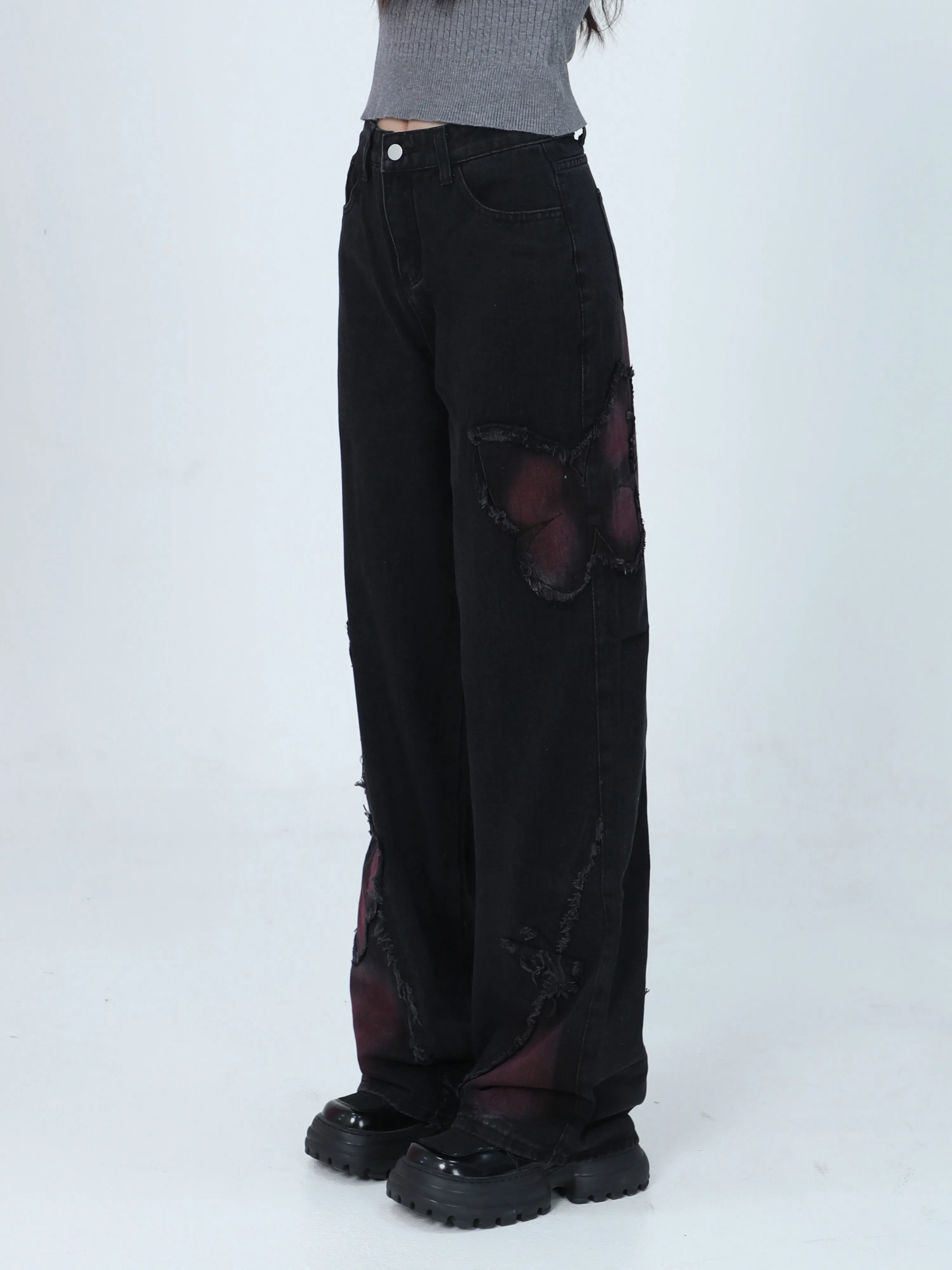 【24s Feb.】Vintage Butterfly Patchwork Jeans
