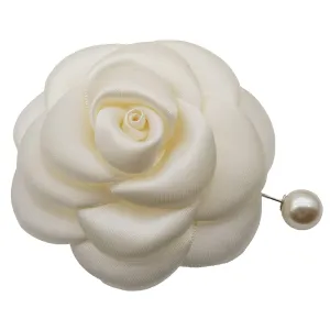 8.5 CENTIMETER Silk Rose Flower Pin Brooch By NhanDo Handmade  COLOURFUL Floral Brooch Pin, Handmade Gift Ideas, Gift for her, Gift For Mom, Bridesmaid gift, valentines day gifts (OFF-WHITE)