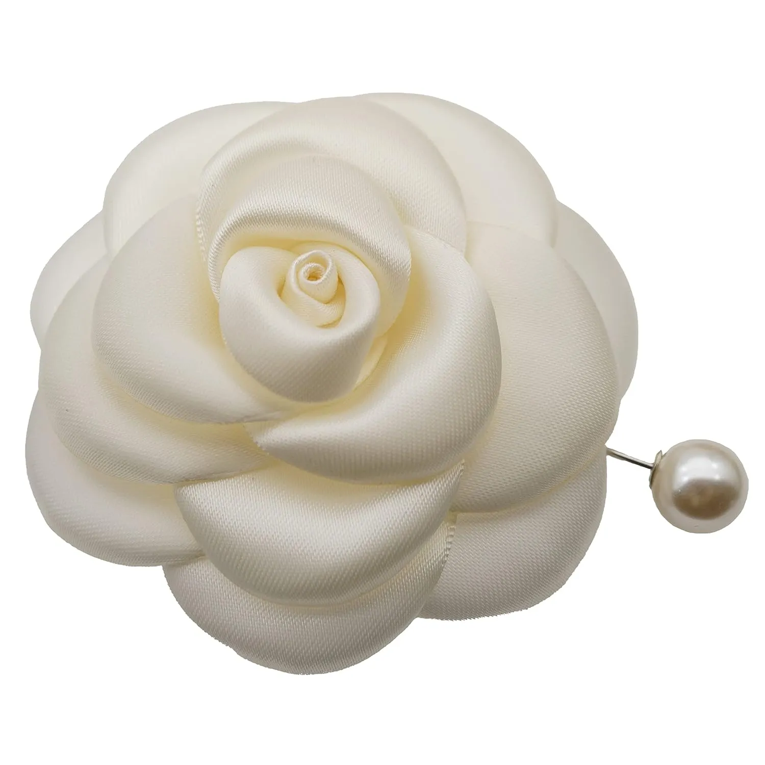 8.5 CENTIMETER Silk Rose Flower Pin Brooch By NhanDo Handmade  COLOURFUL Floral Brooch Pin, Handmade Gift Ideas, Gift for her, Gift For Mom, Bridesmaid gift, valentines day gifts (OFF-WHITE)