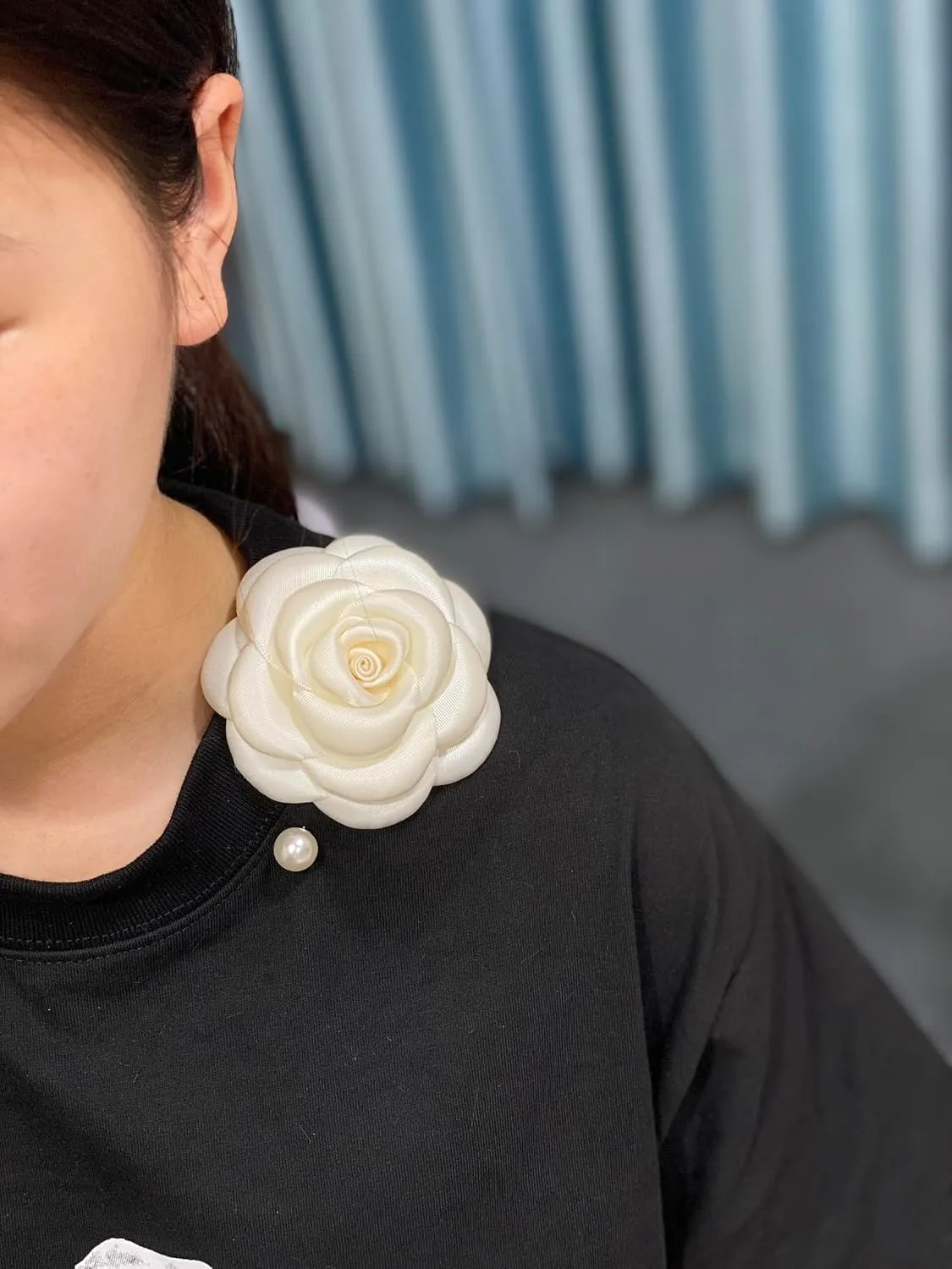 8.5 CENTIMETER Silk Rose Flower Pin Brooch By NhanDo Handmade  COLOURFUL Floral Brooch Pin, Handmade Gift Ideas, Gift for her, Gift For Mom, Bridesmaid gift, valentines day gifts (OFF-WHITE)