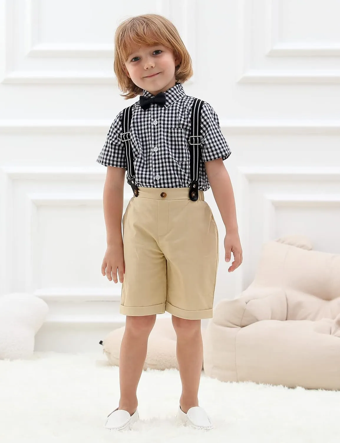 A&J DESIGN Baby Boys Gentleman Suit, 2Pcs Outfit Shirt & Pants