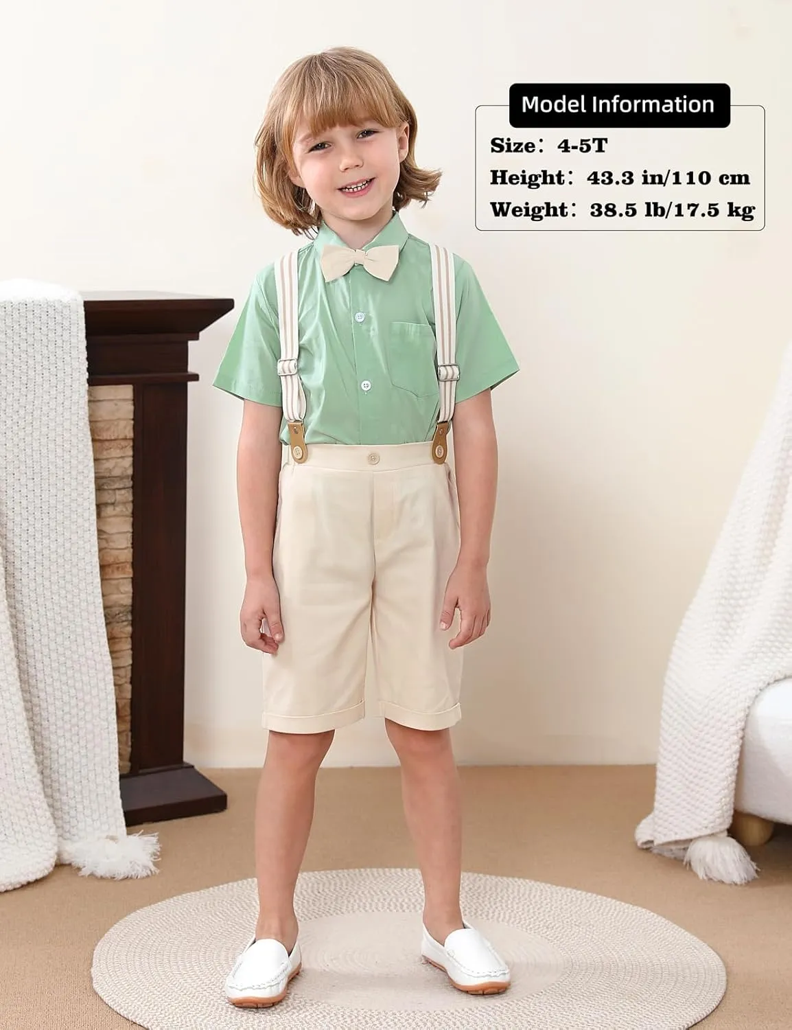 A&J DESIGN Baby Boys Gentleman Suit, 2Pcs Outfit Shirt & Pants