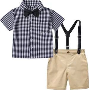 A&J DESIGN Baby Boys Gentleman Suit, 2Pcs Outfit Shirt & Pants