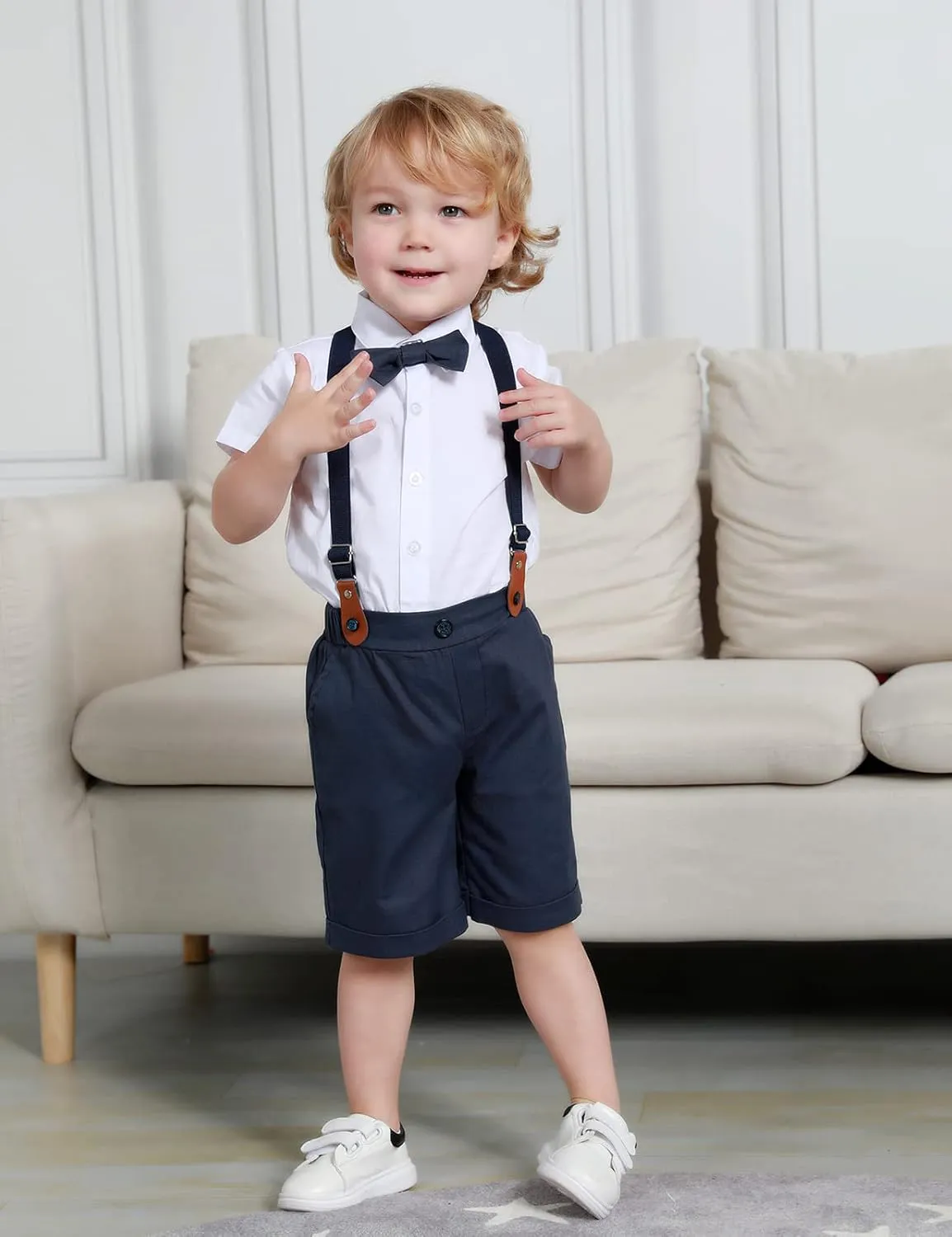A&J DESIGN Baby Boys Gentleman Suit, 2Pcs Outfit Shirt & Pants