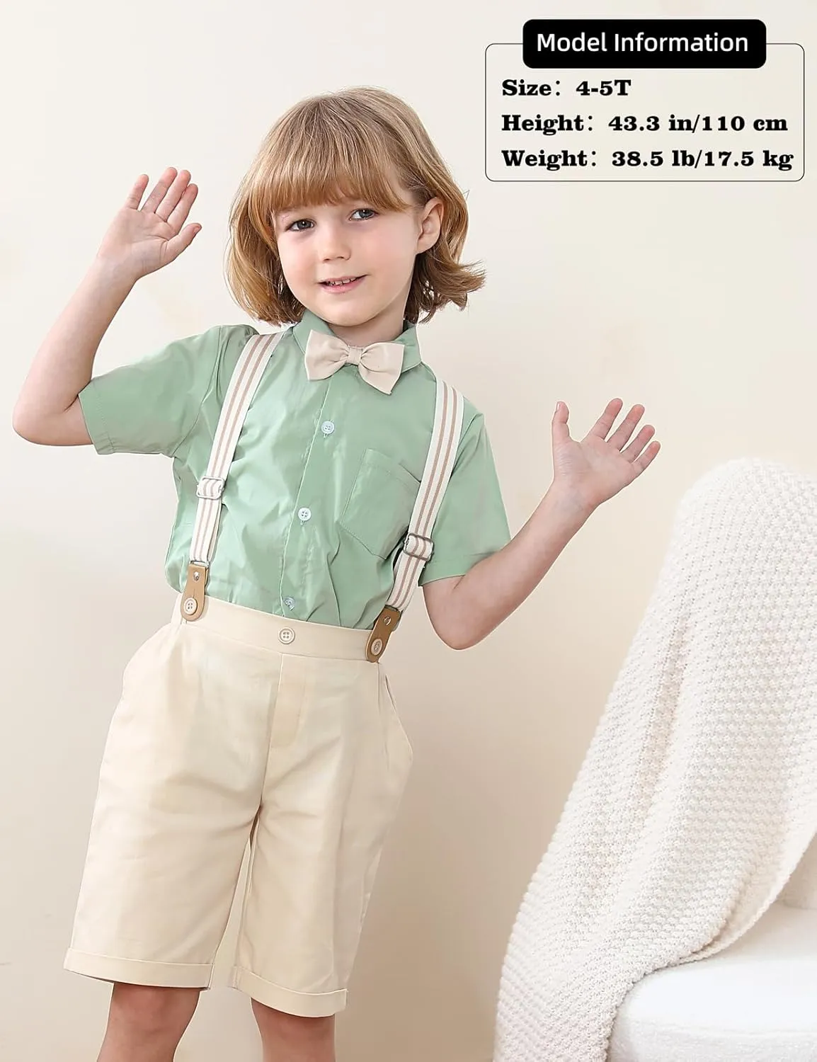 A&J DESIGN Baby Boys Gentleman Suit, 2Pcs Outfit Shirt & Pants