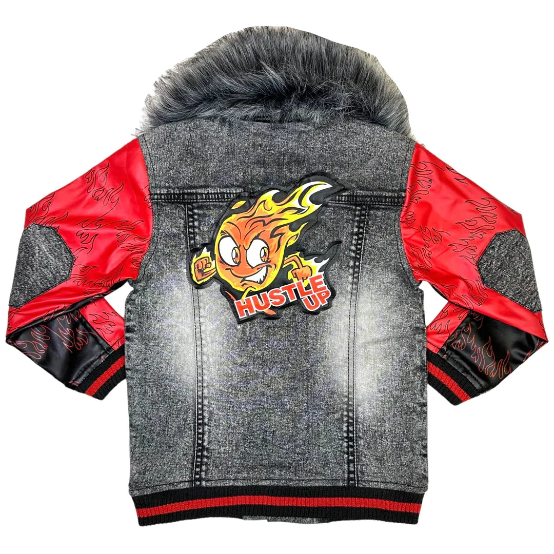 Acid Kids Premium Denim Set - Grey/Red