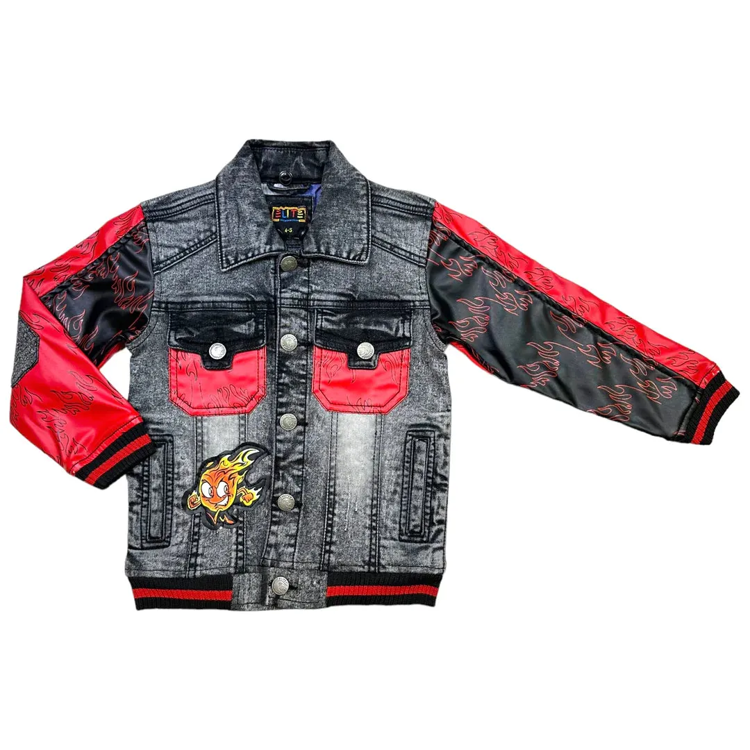 Acid Kids Premium Denim Set - Grey/Red
