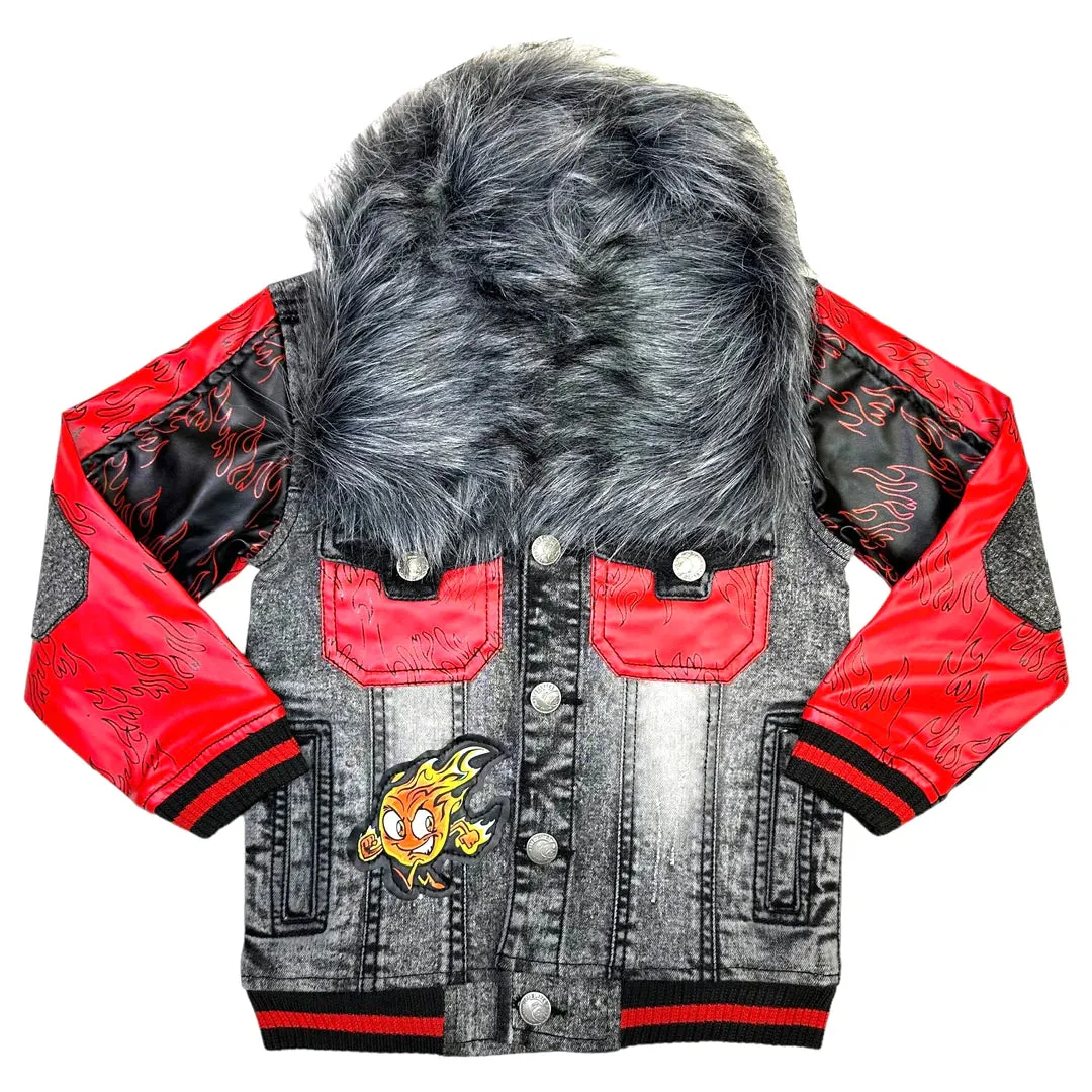 Acid Kids Premium Denim Set - Grey/Red