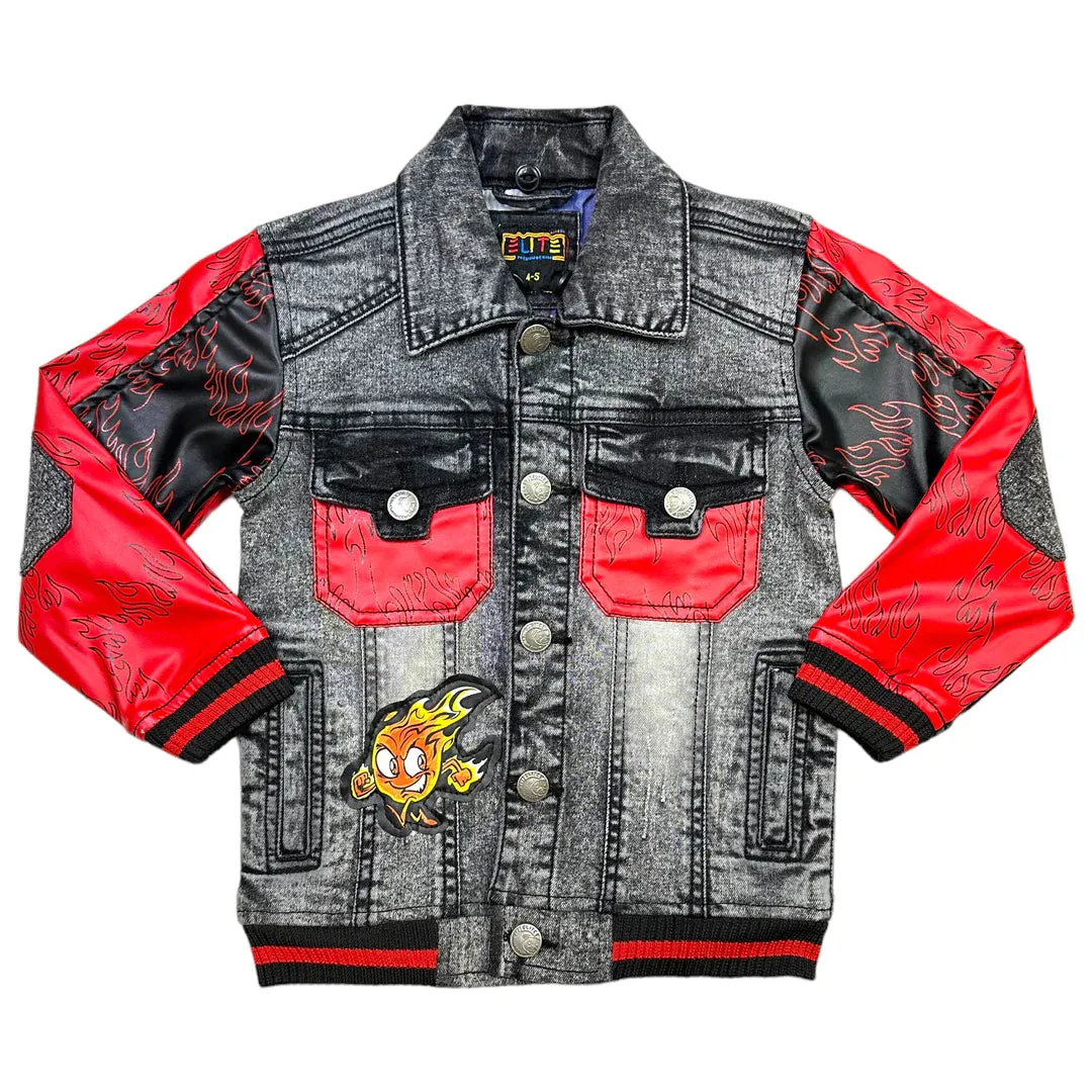 Acid Kids Premium Denim Set - Grey/Red