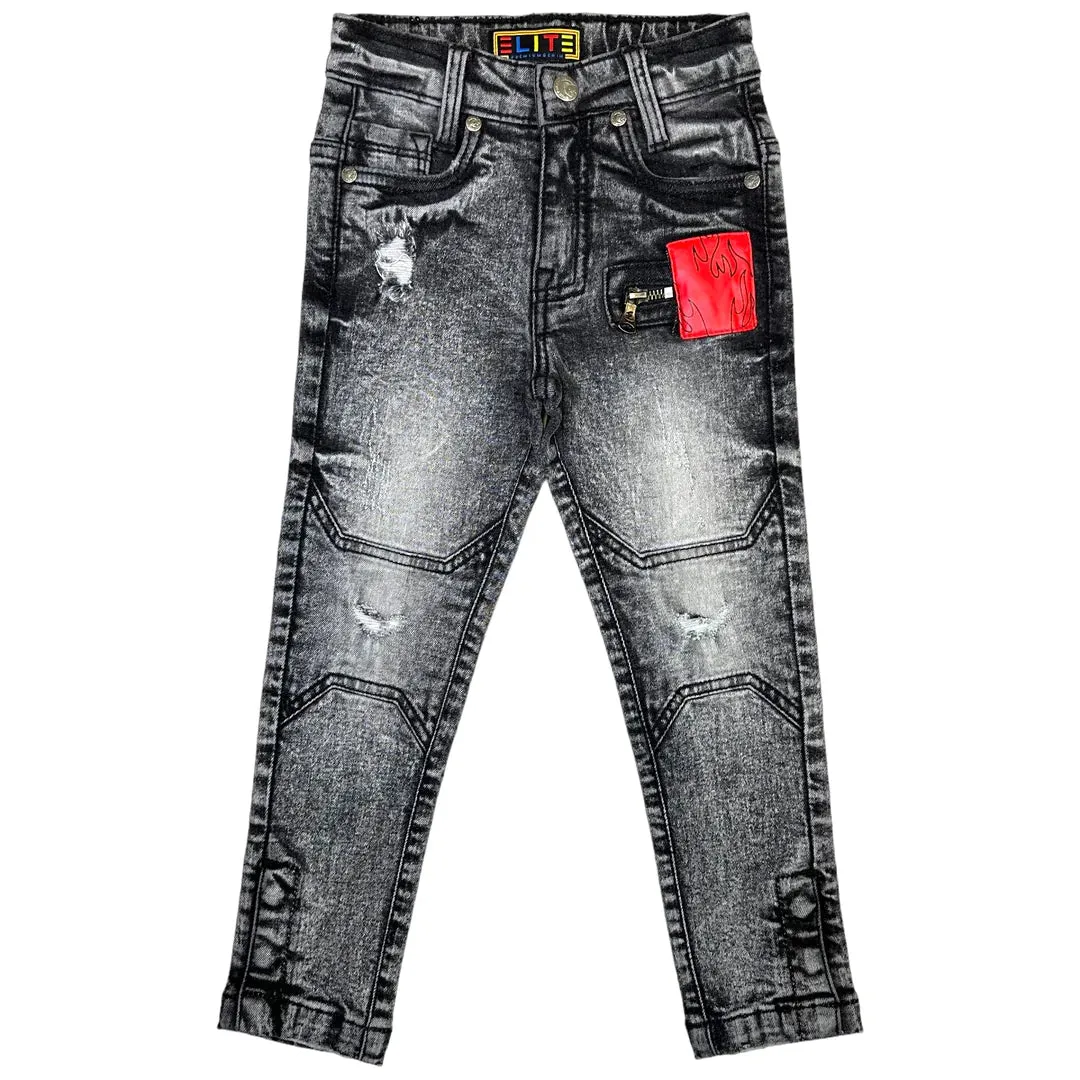 Acid Kids Premium Denim Set - Grey/Red