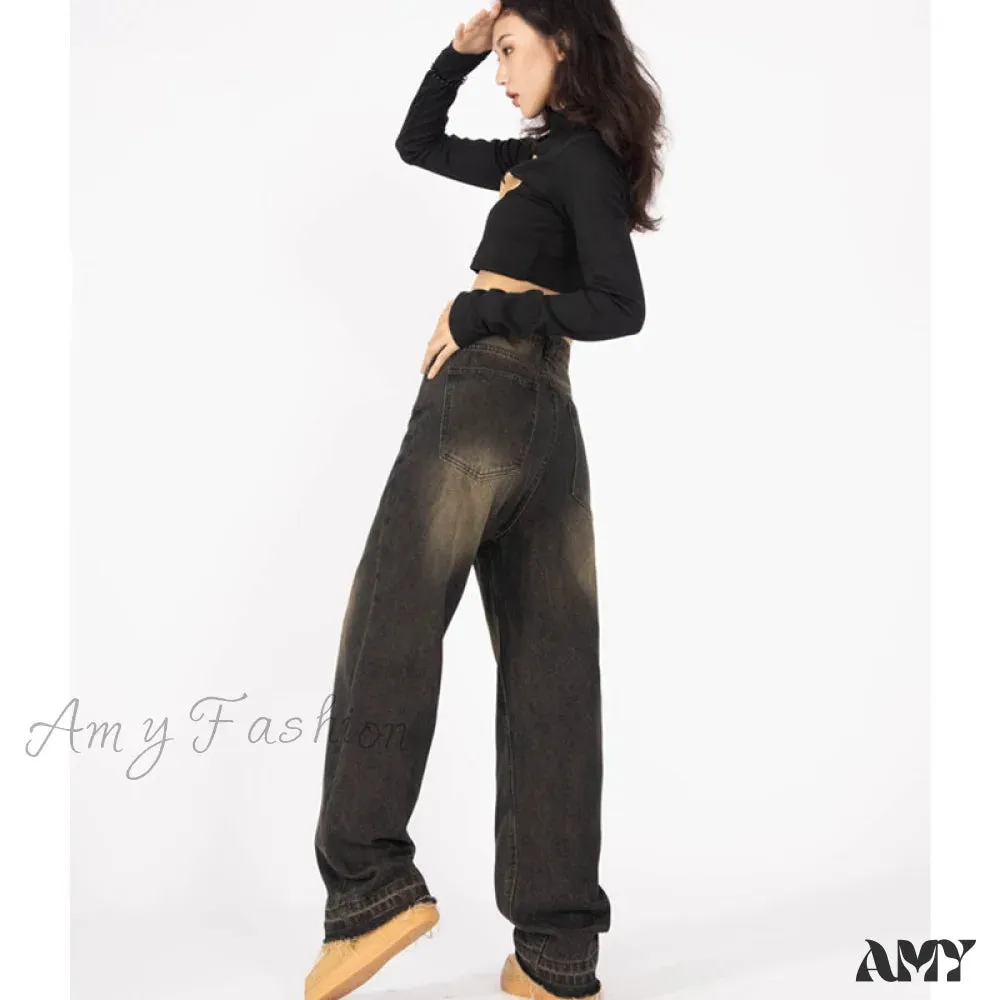 Amy Fashion - Retro Style Wide Leg Demin Jeans