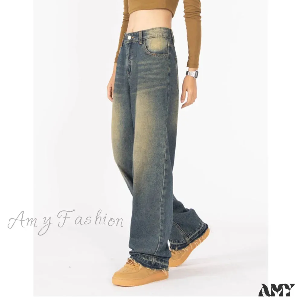 Amy Fashion - Retro Style Wide Leg Demin Jeans