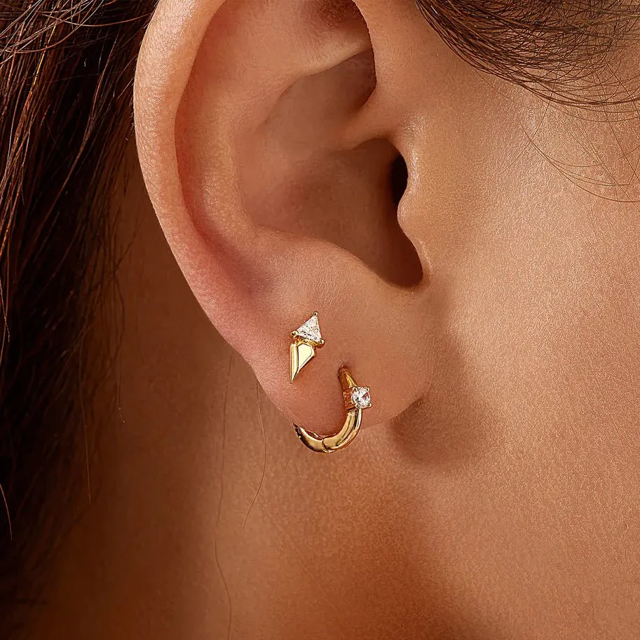 Ania Haie Gold Triangle Cubic Zirconia Geometric Stud Ear Jackets E059-04G