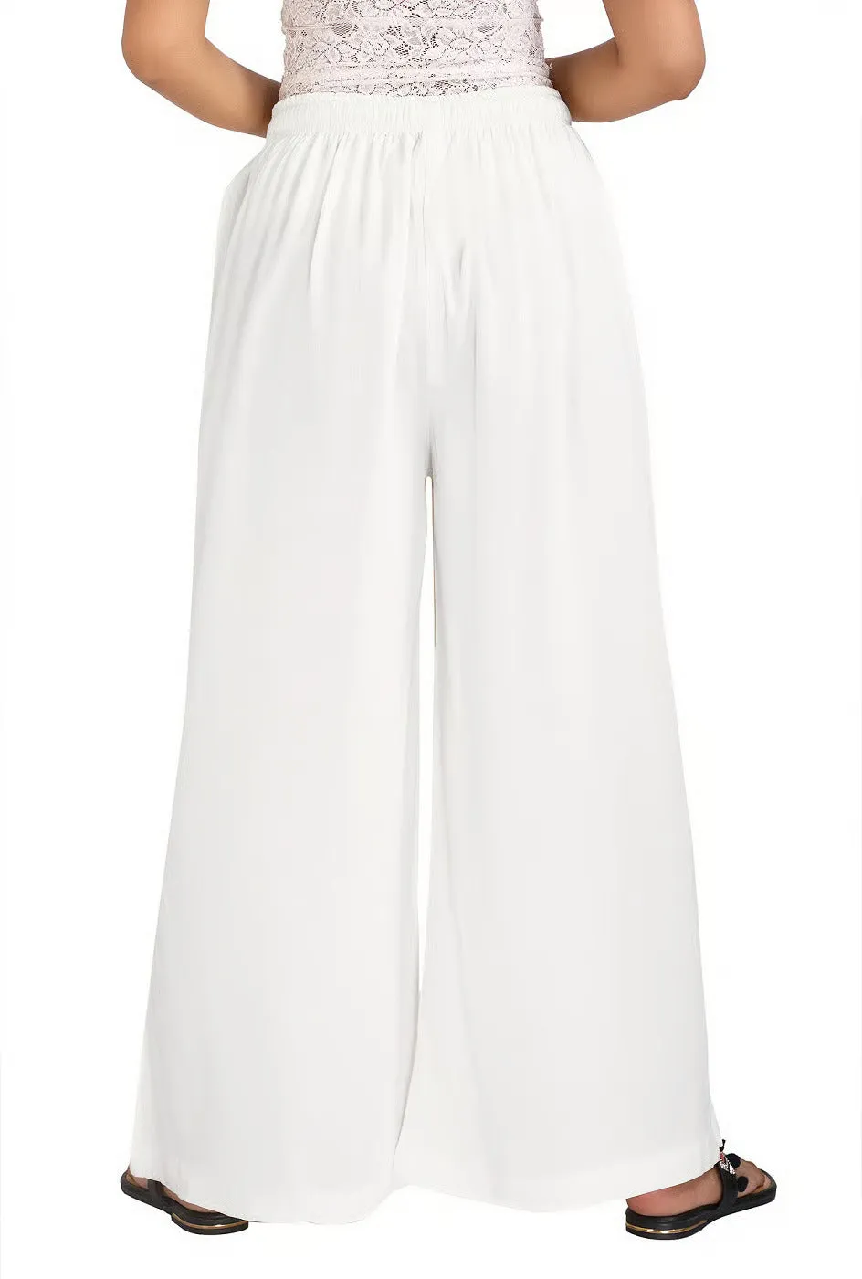 Appealing Rayon Ethnic Wear White Colored Palazzo Pant For Women