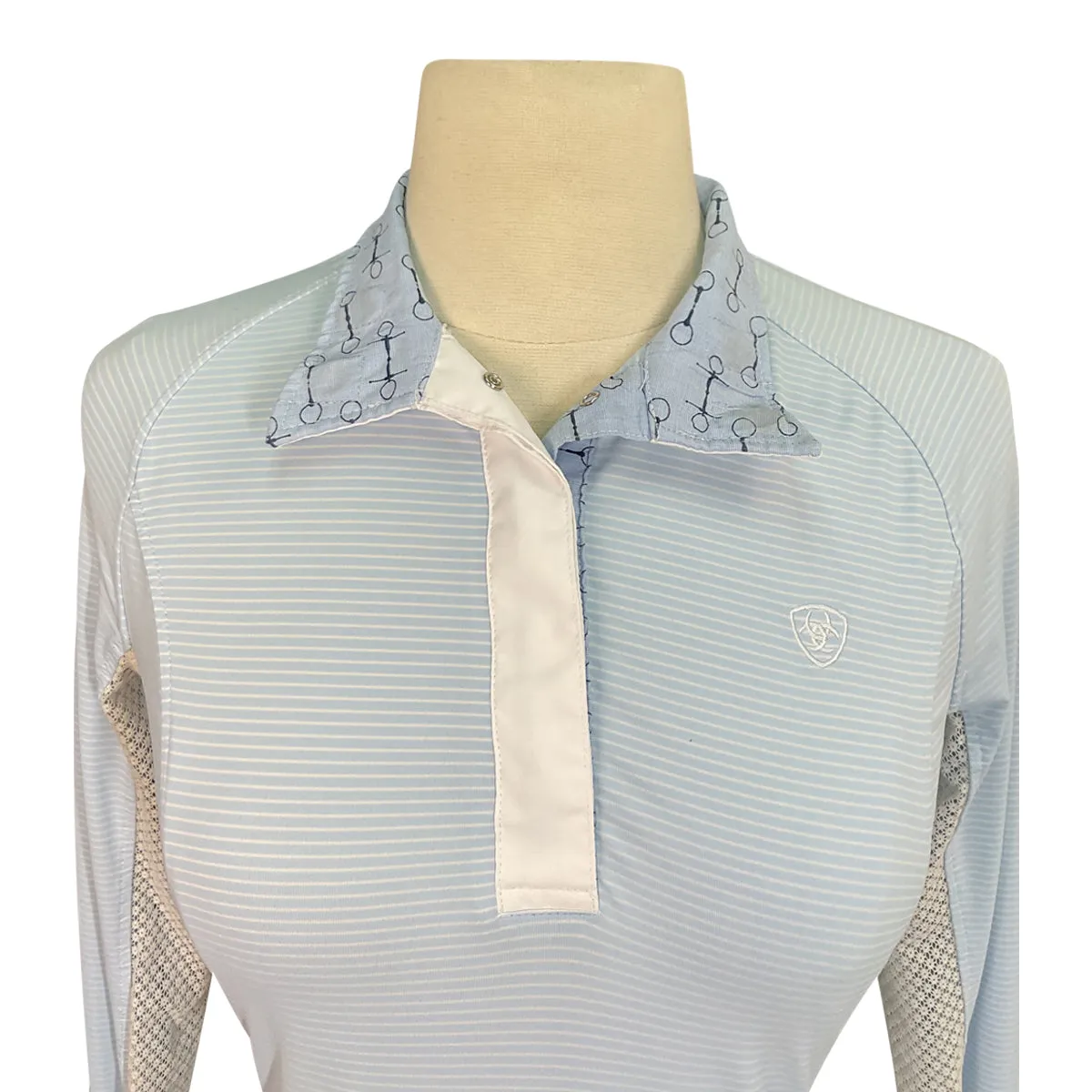 Ariat 'Marquis' Show Shirt in Sky Blue Stripe - Women's XS