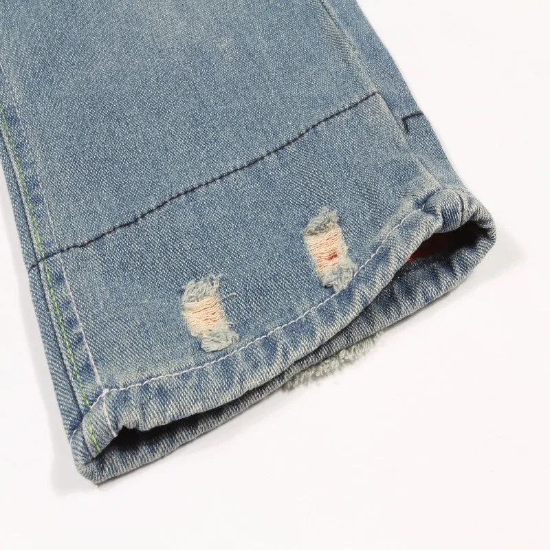 Autumn New Retro Hole Jeans Cotton Denim Trouseplus Size