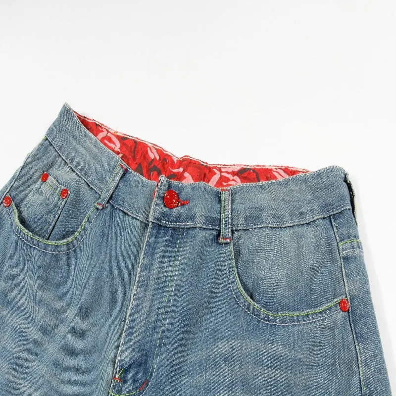 Autumn New Retro Hole Jeans Cotton Denim Trouseplus Size