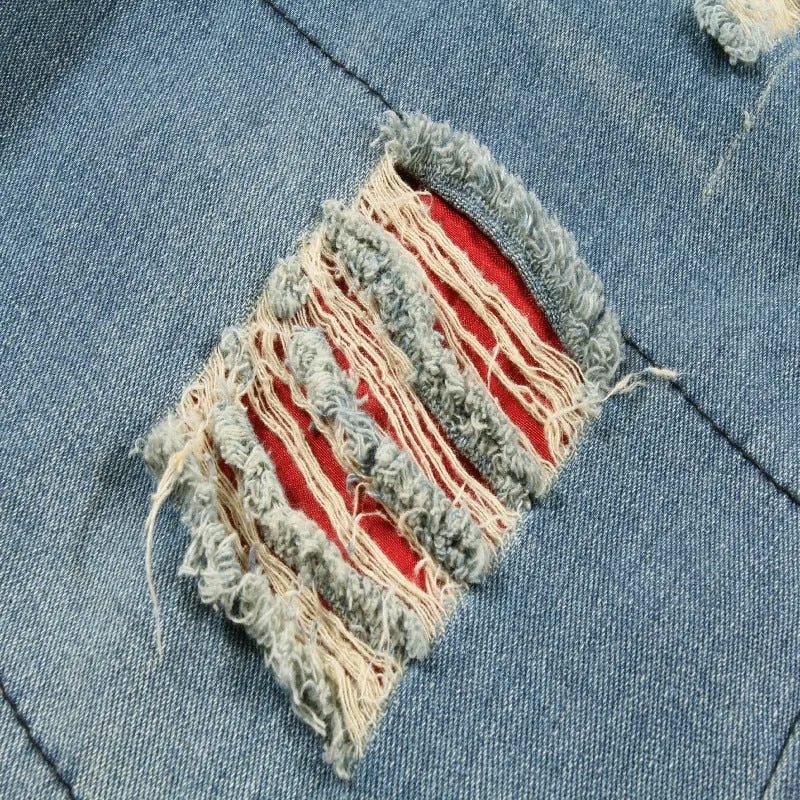 Autumn New Retro Hole Jeans Cotton Denim Trouseplus Size