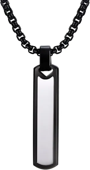 Bar Necklace for Men Black Necklace Men's Pendant Necklace Mens Necklace