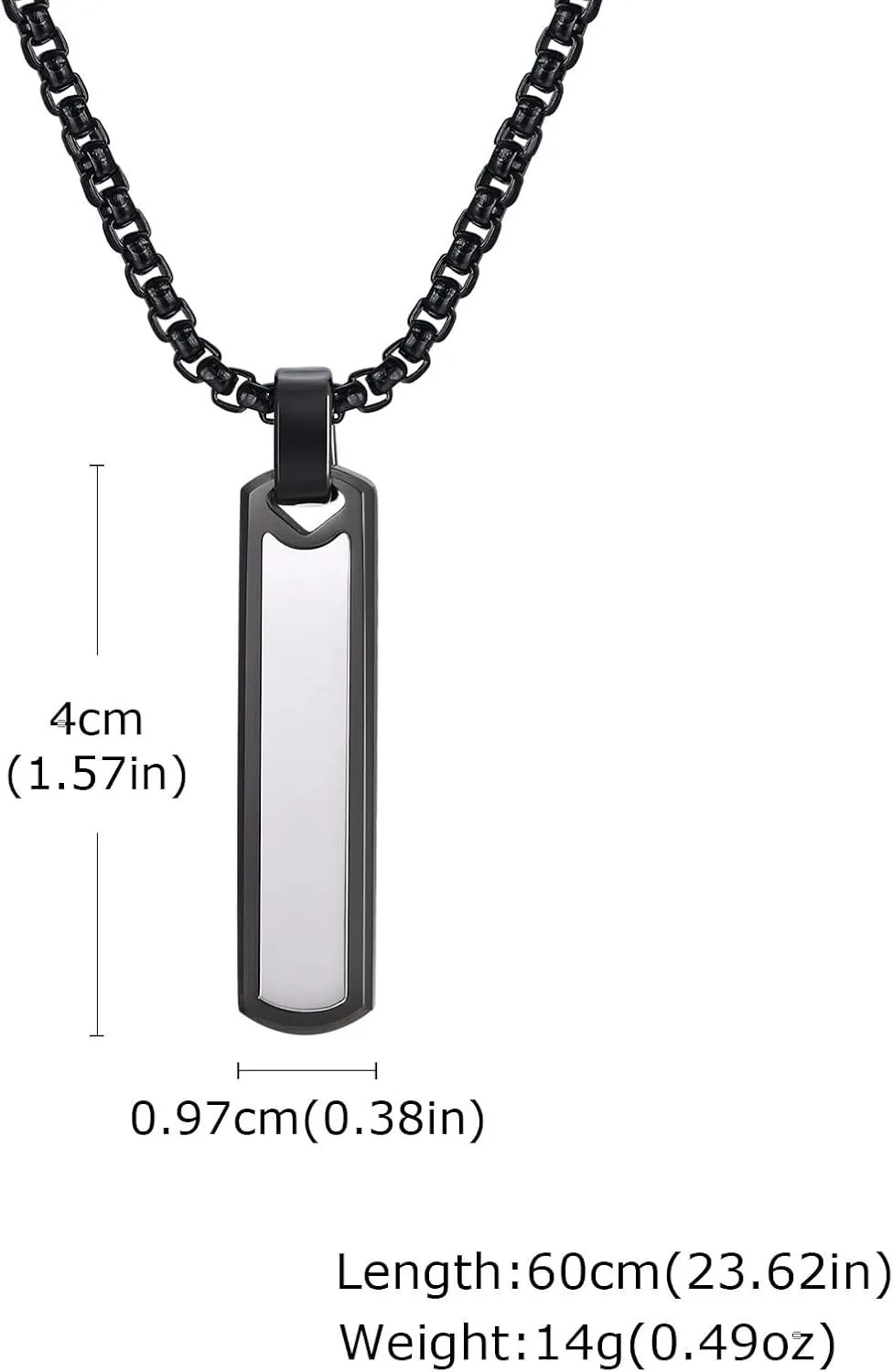 Bar Necklace for Men Black Necklace Men's Pendant Necklace Mens Necklace