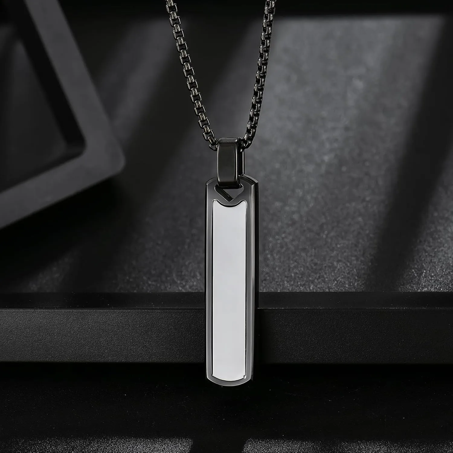 Bar Necklace for Men Black Necklace Men's Pendant Necklace Mens Necklace