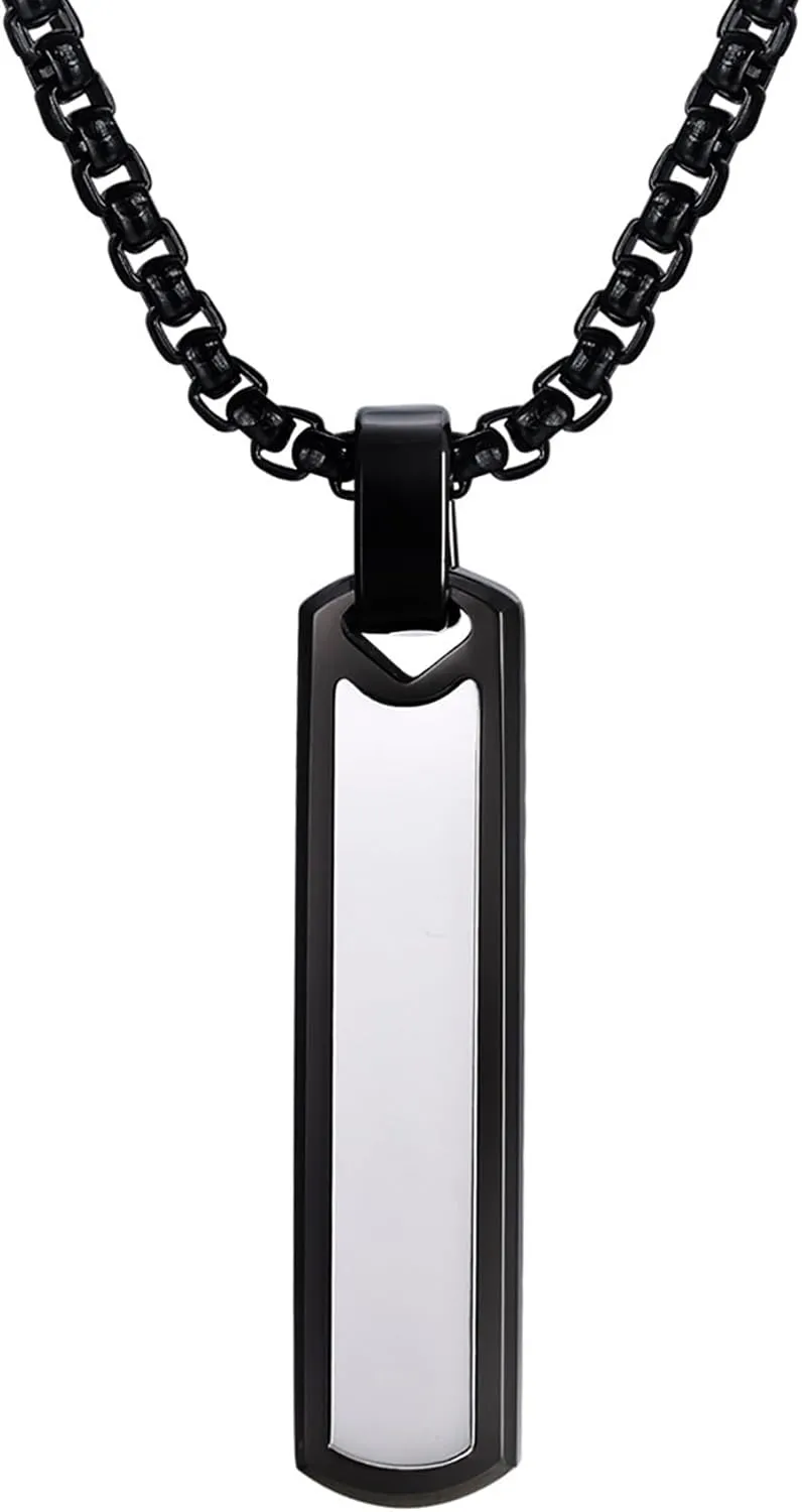 Bar Necklace for Men Black Necklace Men's Pendant Necklace Mens Necklace