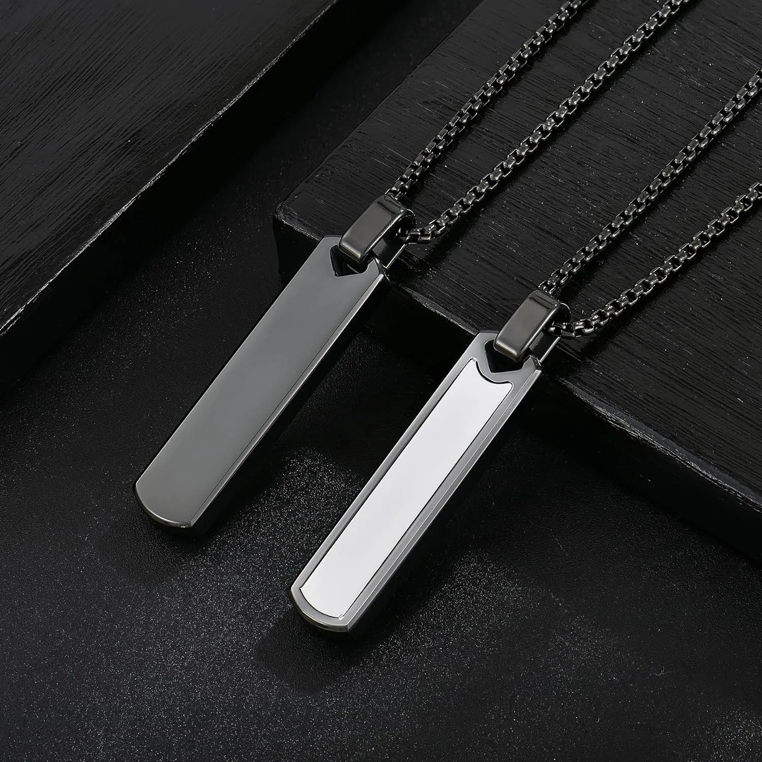 Bar Necklace for Men Black Necklace Men's Pendant Necklace Mens Necklace