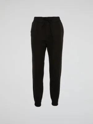 Black Drawstring Logo Edge Track Pants