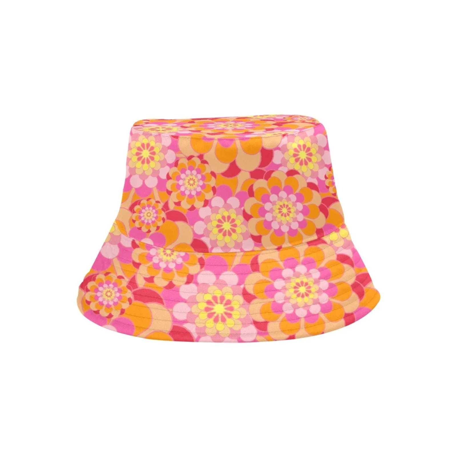 Bucket Hat, Unisex hat, Retro Hat, Retro Pink Hat, Pink Bucket Hat, Mod Hat, Mod 60s style Hat, Retro Style Hat, Pink Floral Hat