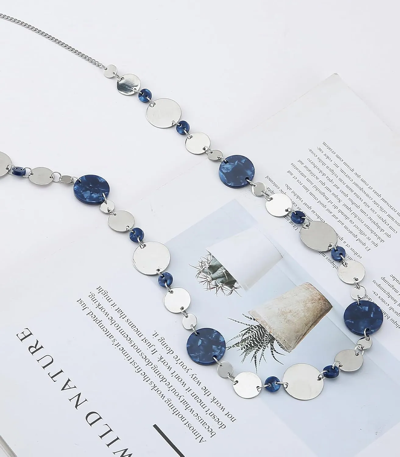 BULINLIN Long Silver Necklace for Women Boho Statement Long Necklace Mother's Day Chunky Costume Jewelry for Women