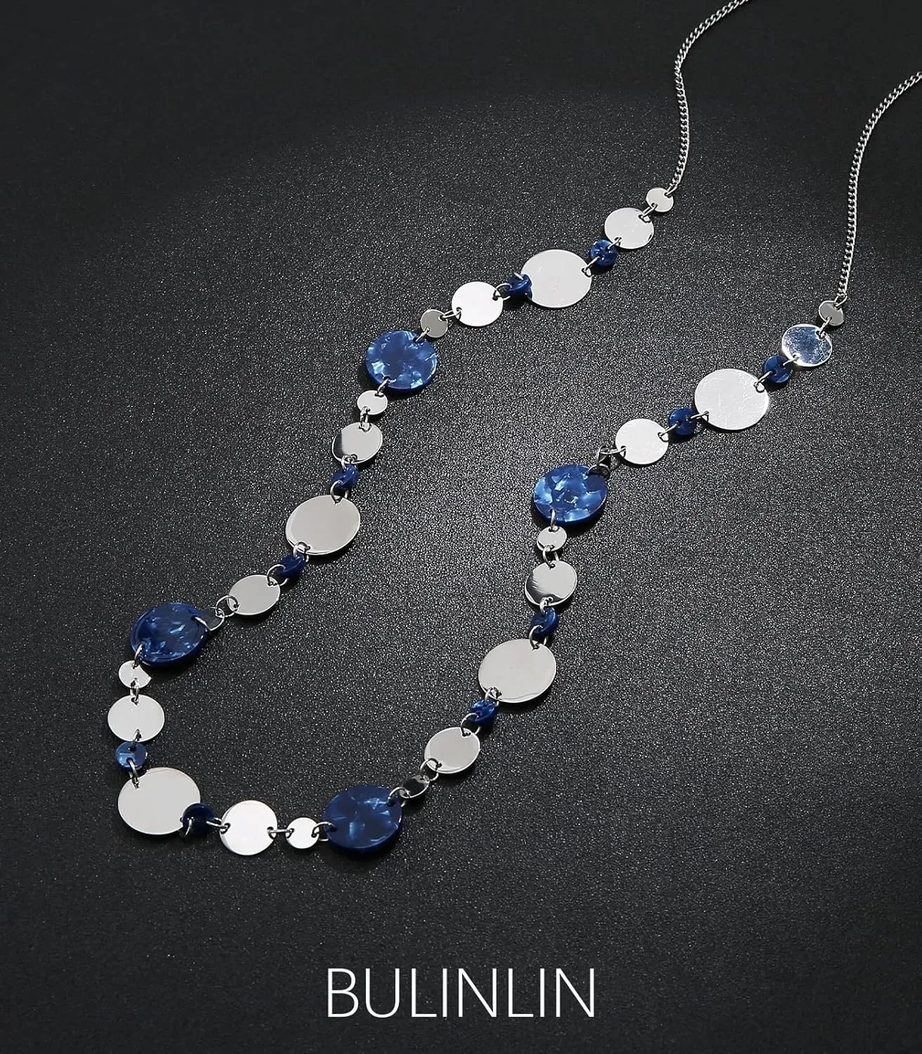 BULINLIN Long Silver Necklace for Women Boho Statement Long Necklace Mother's Day Chunky Costume Jewelry for Women