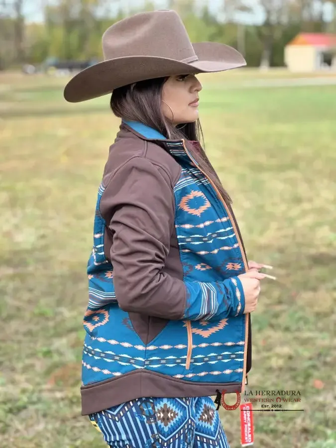 Cinch Womens Jacket Tan Logo Aztec Softshell