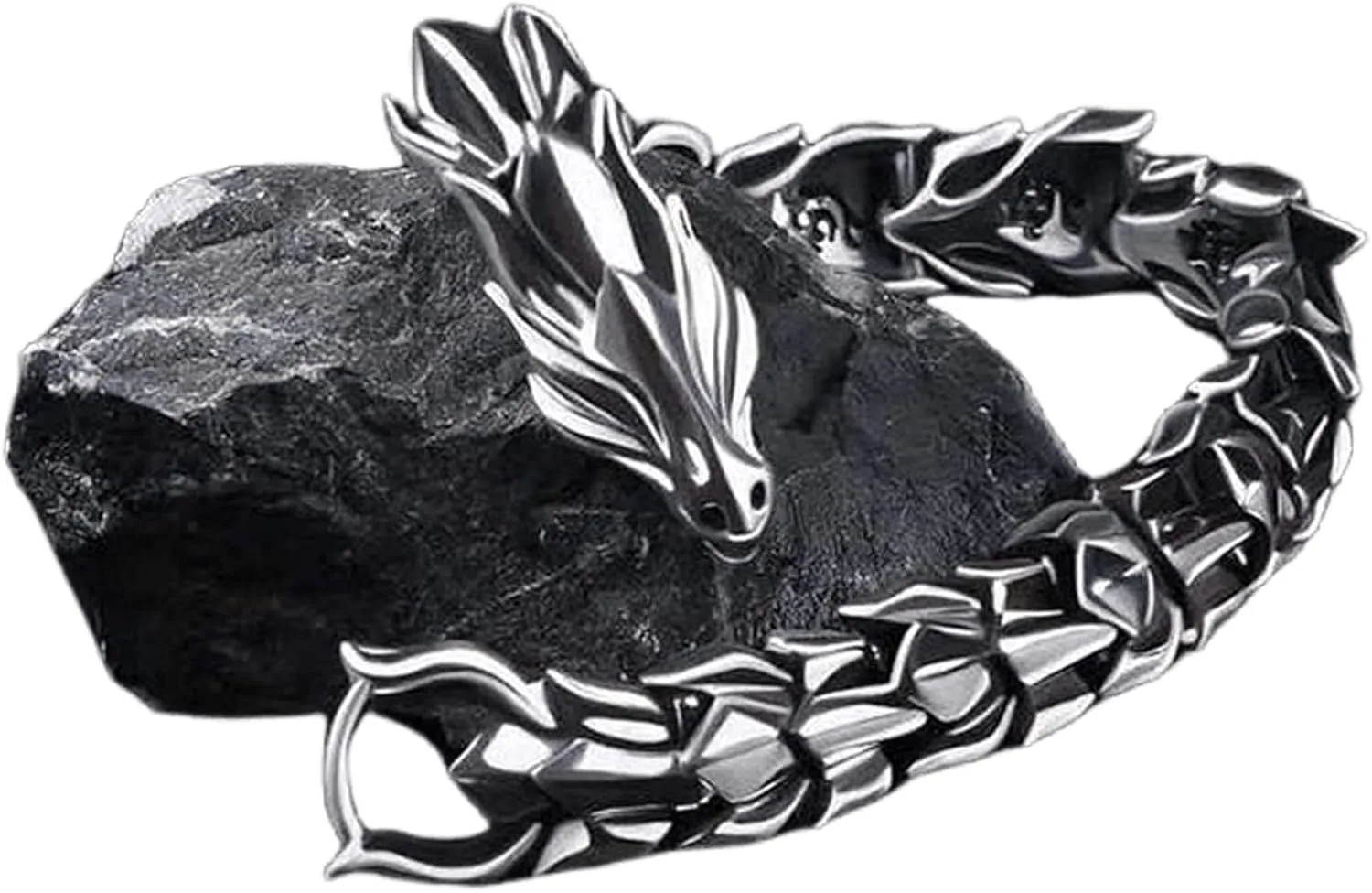 Dragon Chain Bracelet Grunge & Punk Men's Stainless Steel Plated Gold Silver Dragon Head Bone Form Heavy Metal Link Bracelet