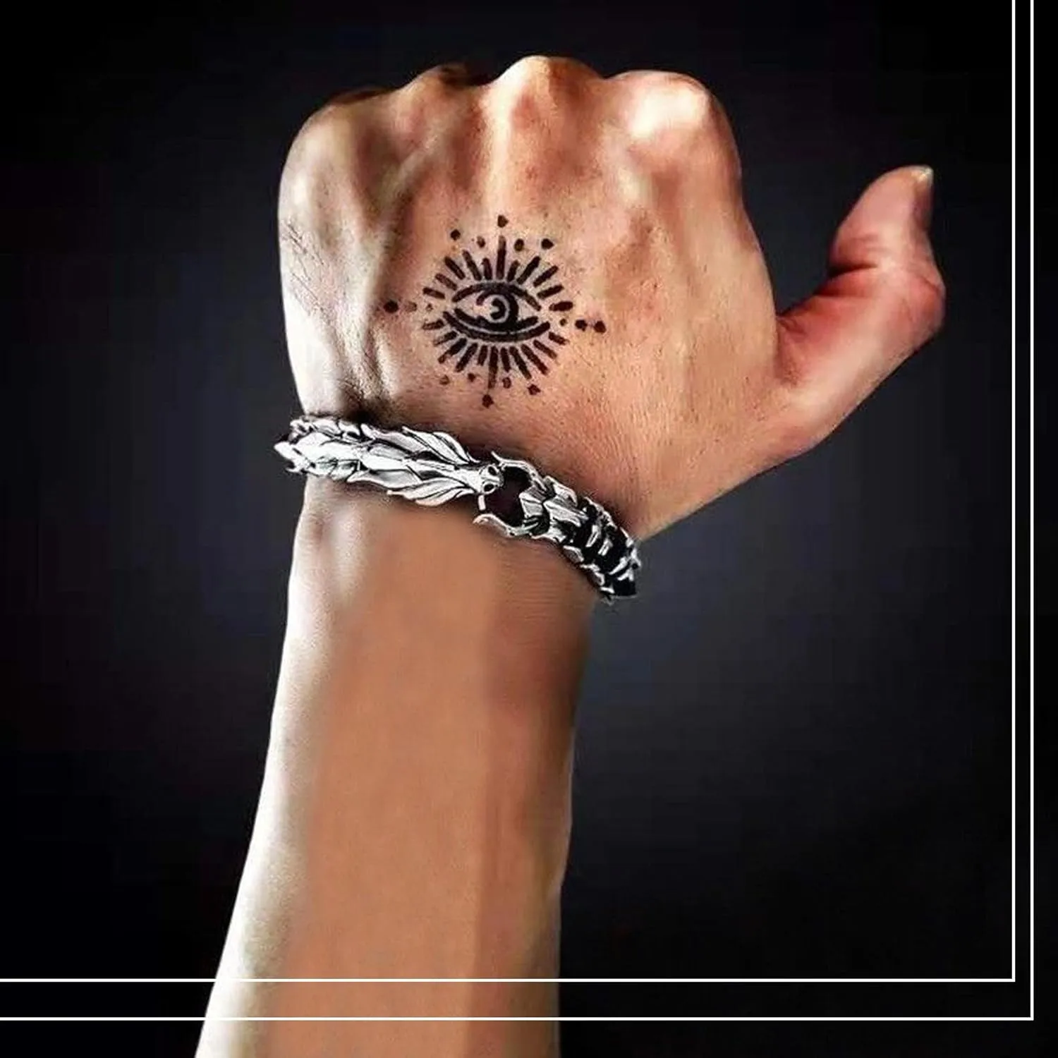 Dragon Chain Bracelet Grunge & Punk Men's Stainless Steel Plated Gold Silver Dragon Head Bone Form Heavy Metal Link Bracelet