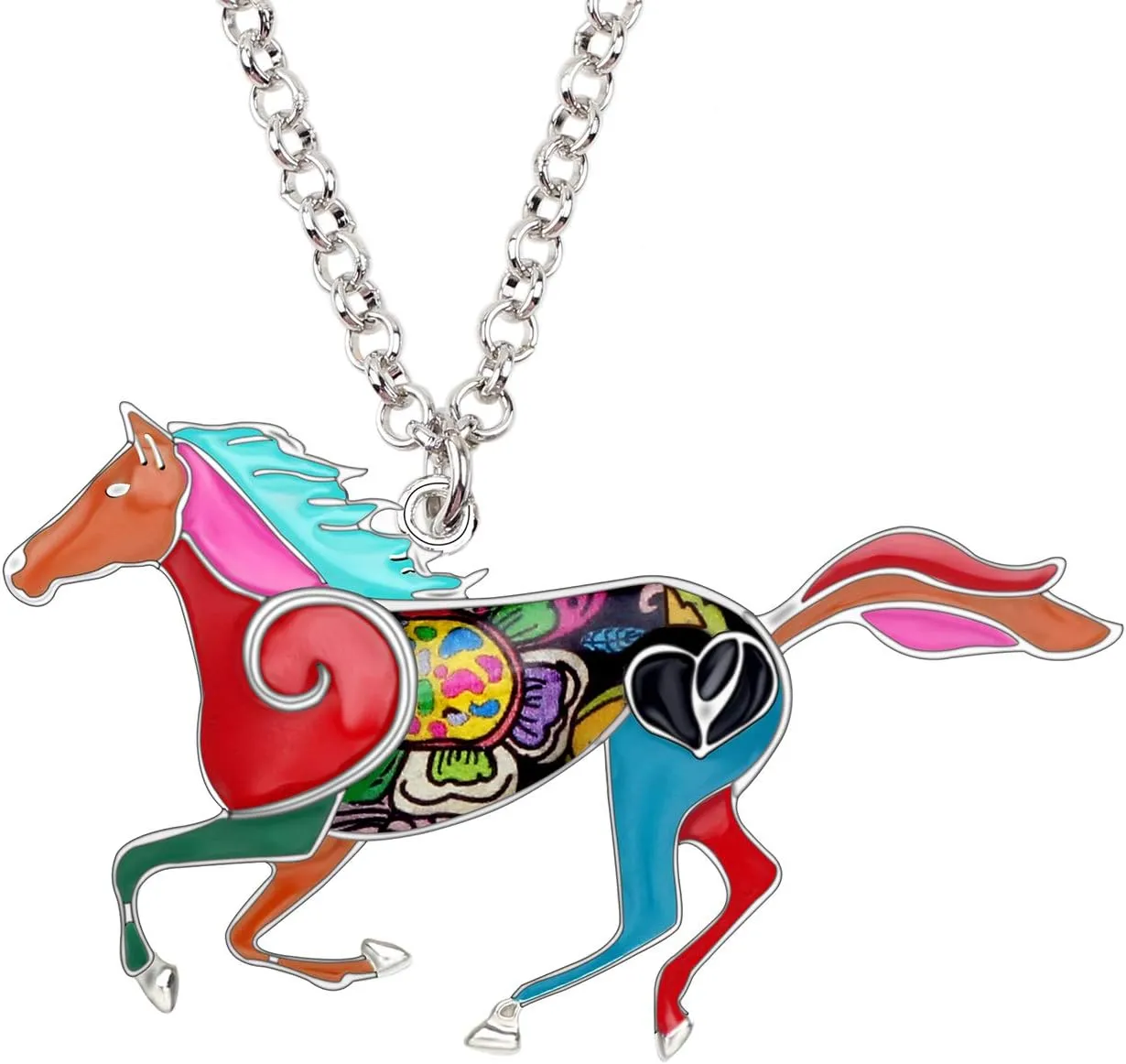 DUOWEI Enamel Running Horse Necklace Pendant Charms Horse Gifts for Women