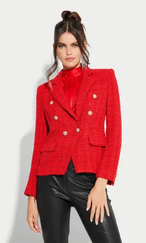 ELIZA TWEED BLAZER - RED