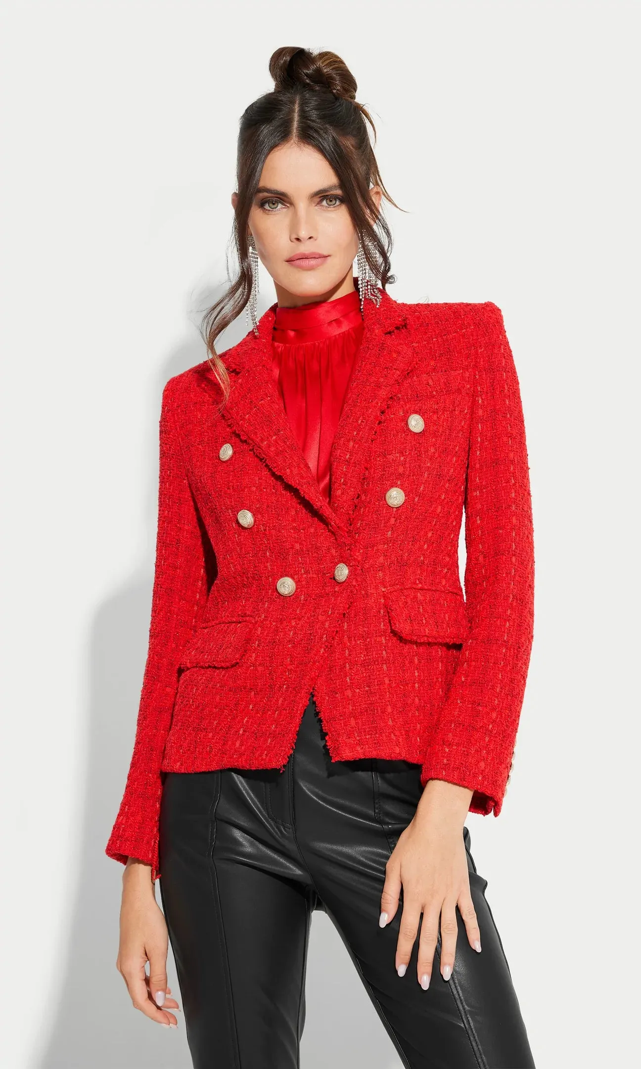 ELIZA TWEED BLAZER - RED