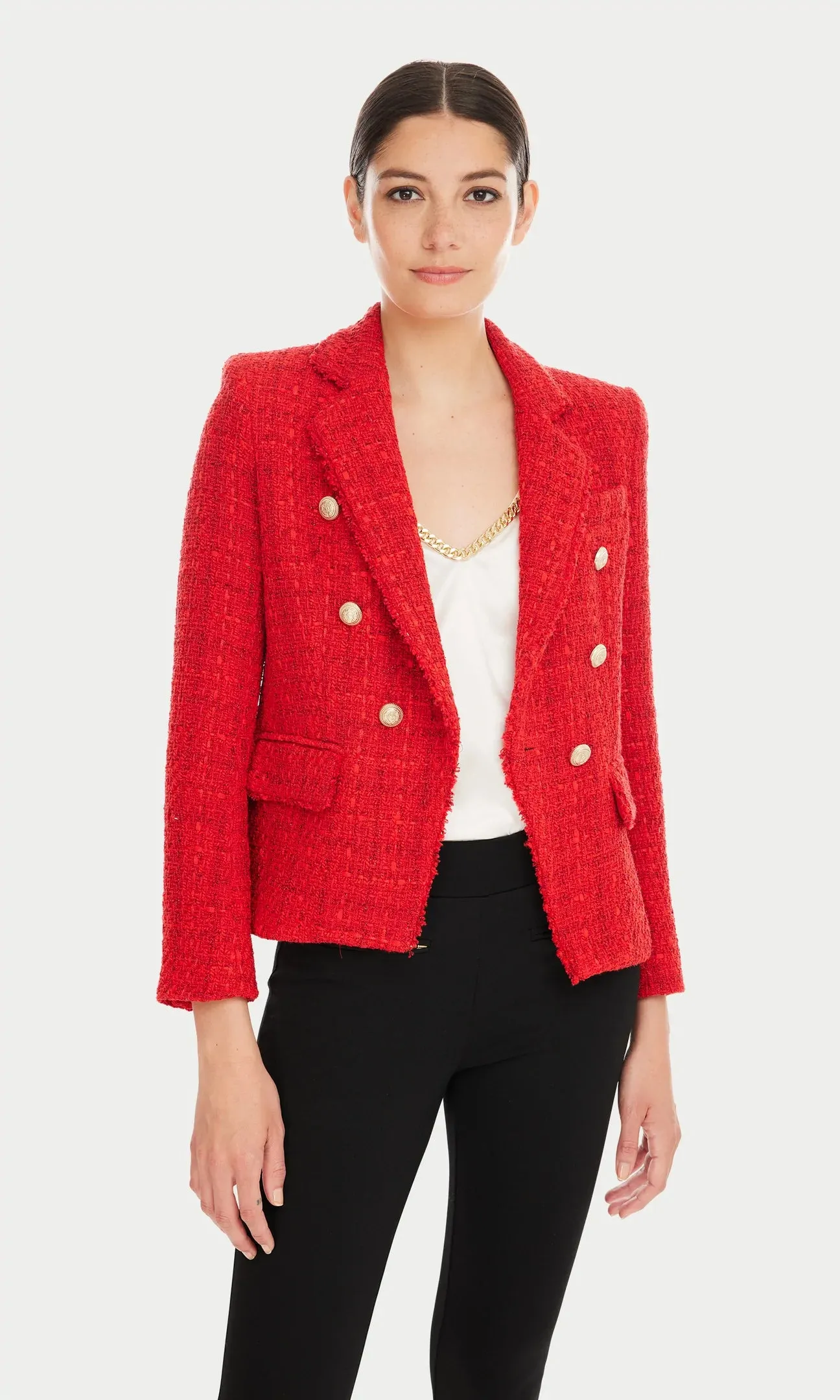 ELIZA TWEED BLAZER - RED