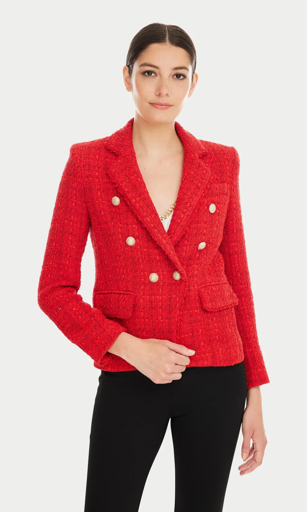 ELIZA TWEED BLAZER - RED