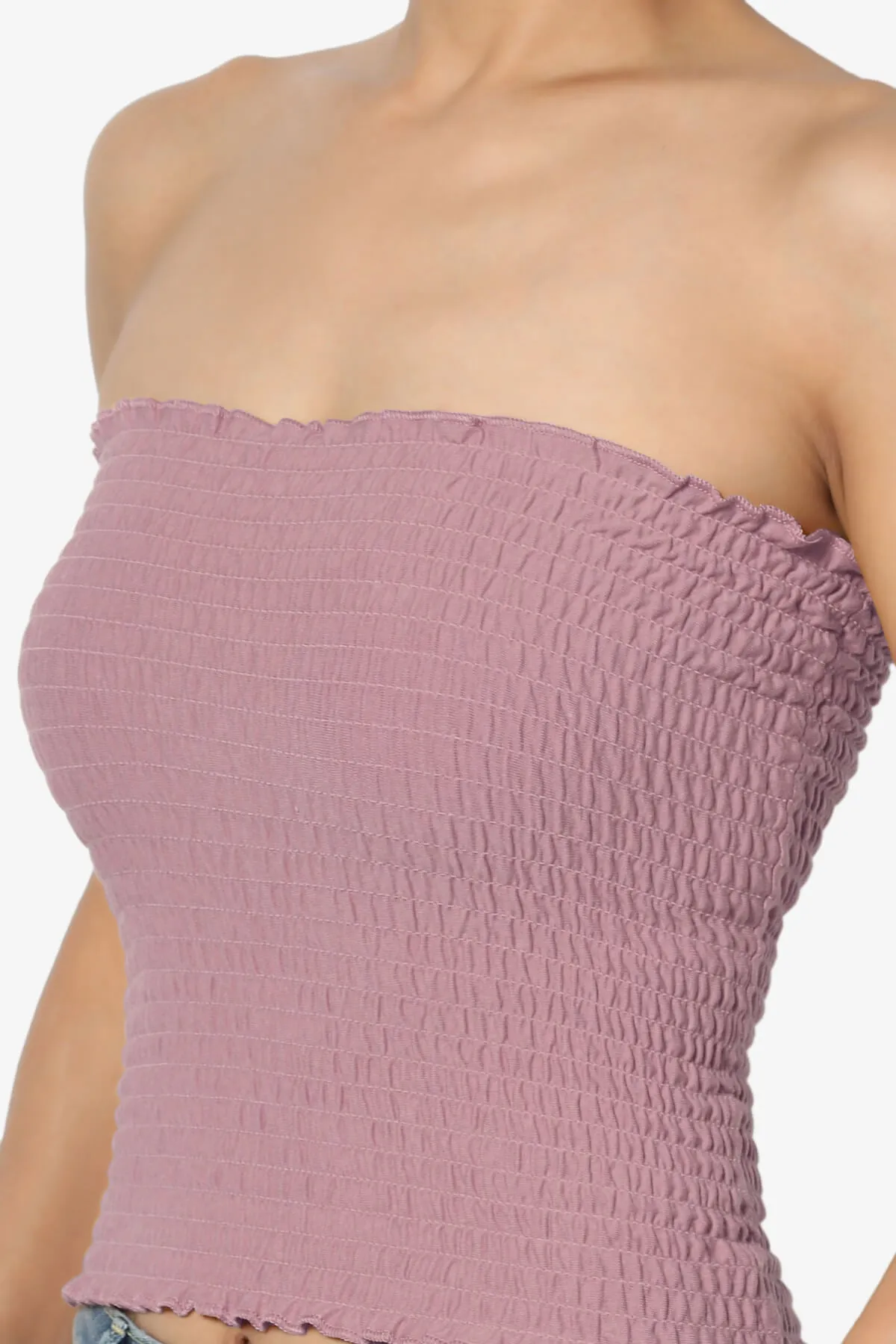 Faleece Smocked Crop Tube Top PLUS