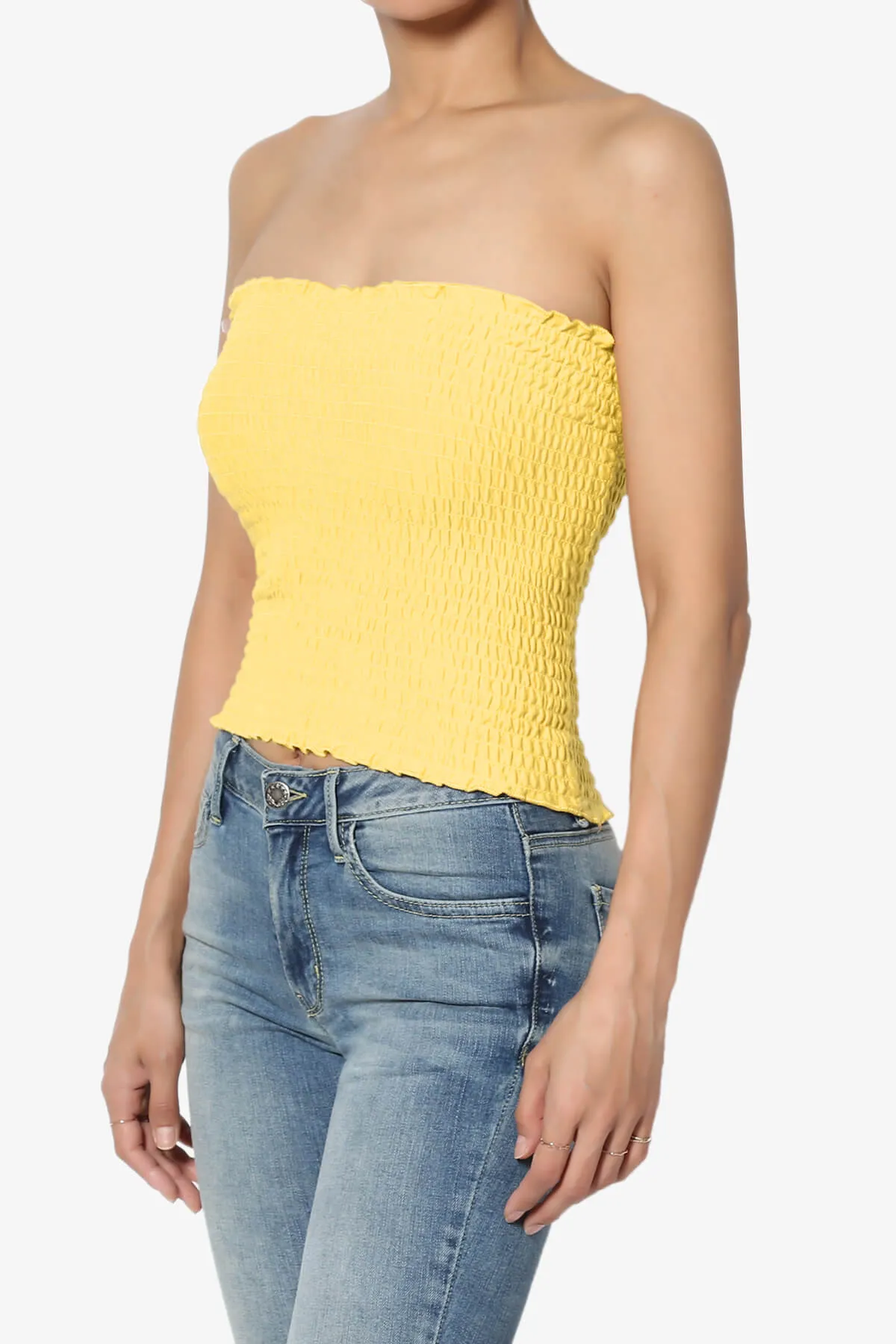 Faleece Smocked Crop Tube Top PLUS