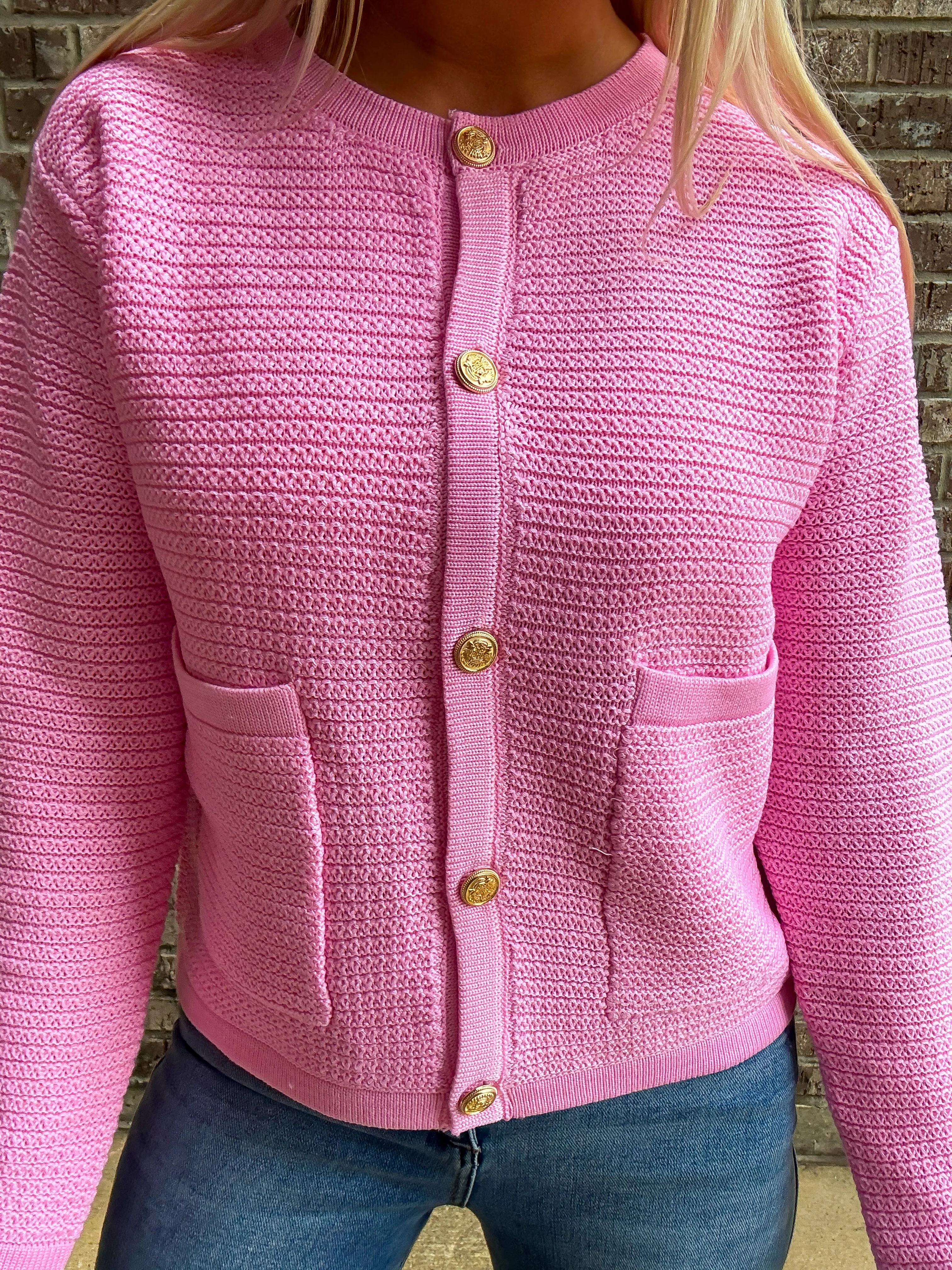 Follow Along Pink Cardigan