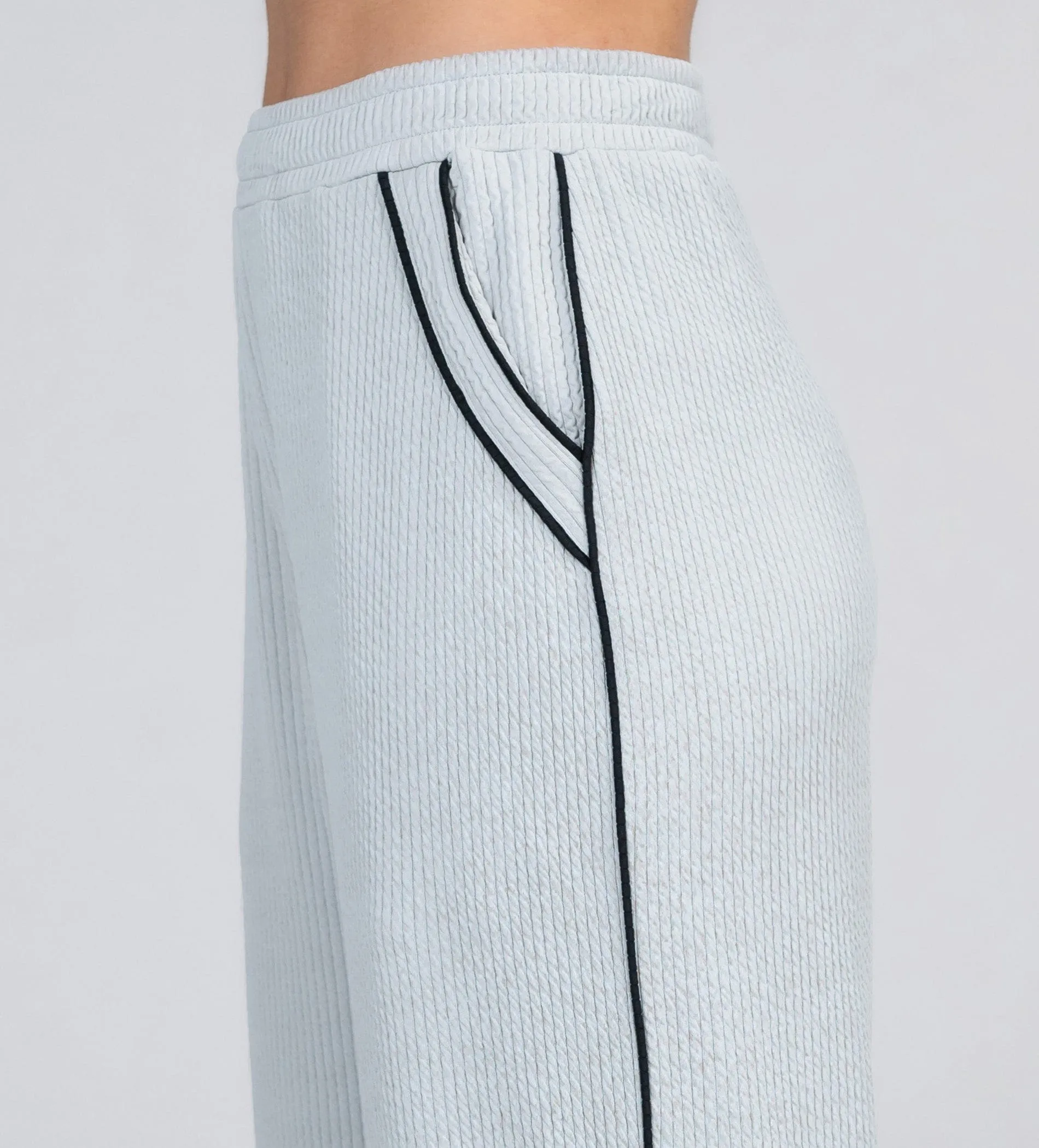 Grey Grid waffle wide leg trackpant