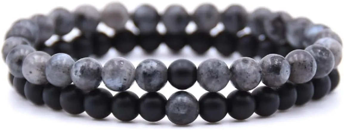 Handmade Natural Healing Stone Beads Bracelet  2-in-1 Design for Couples, Long-Distance, Friendship, Yoga, and Mala Beads  His and Hers Relationship Bracelet