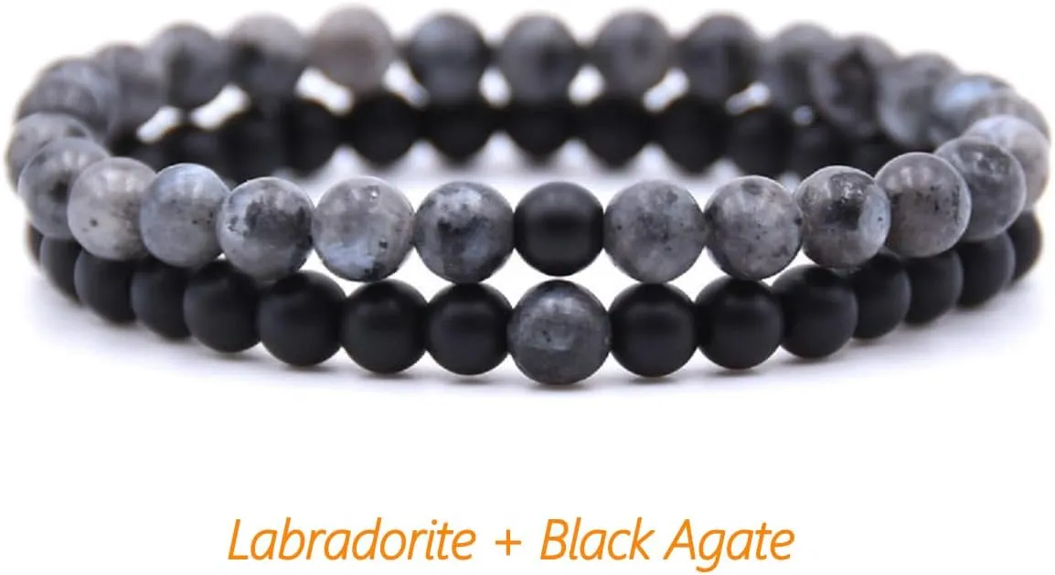 Handmade Natural Healing Stone Beads Bracelet  2-in-1 Design for Couples, Long-Distance, Friendship, Yoga, and Mala Beads  His and Hers Relationship Bracelet