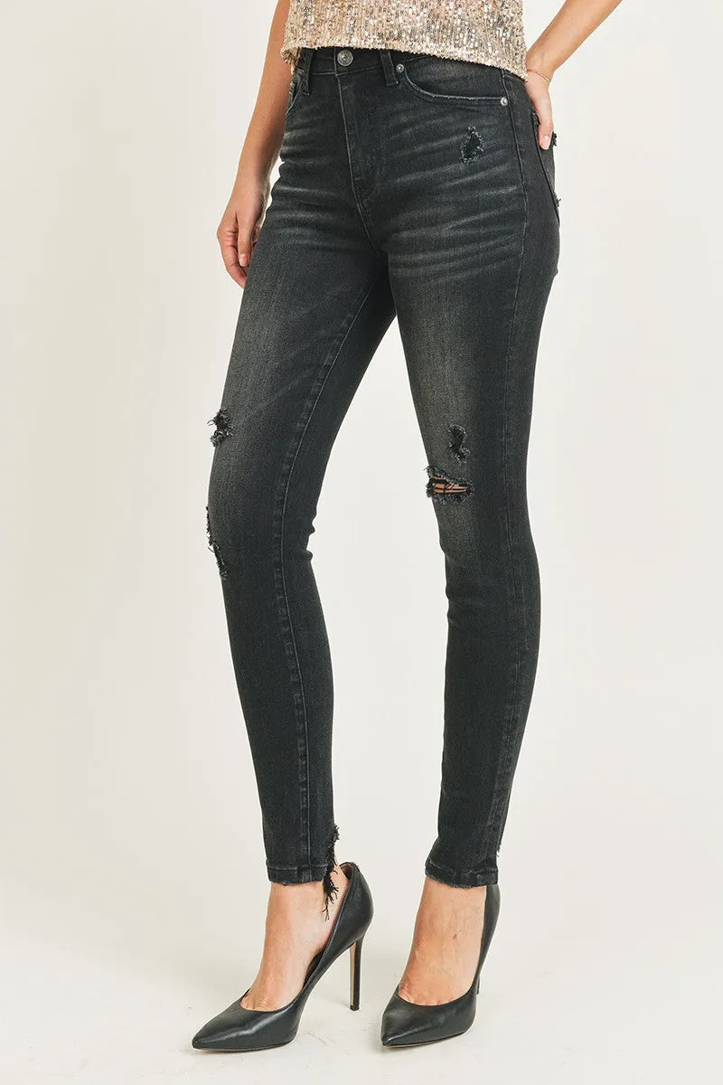 High Rise Vintage Washed Skinny Jeans - Plus
