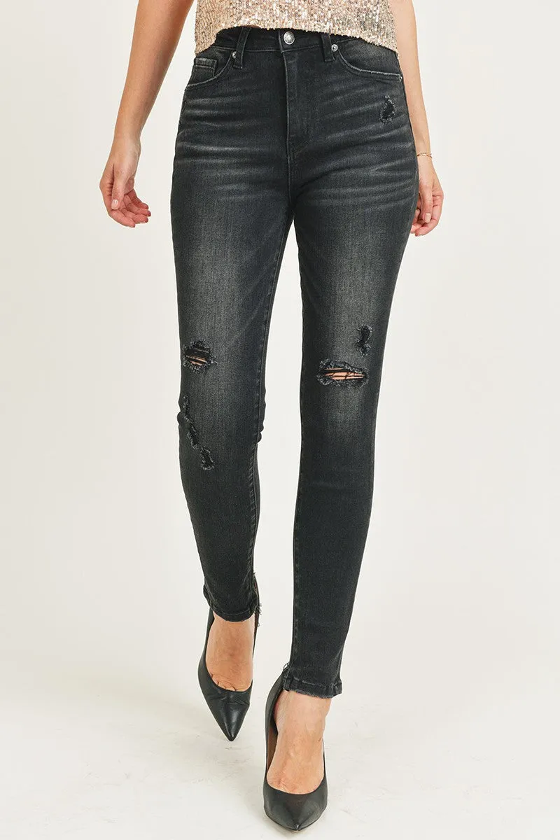 High Rise Vintage Washed Skinny Jeans - Plus